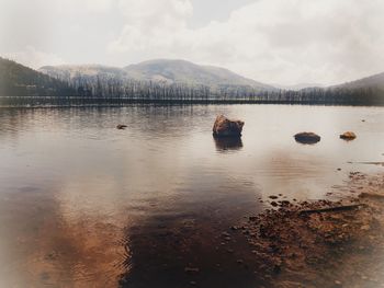 Scenic view of lake against sky