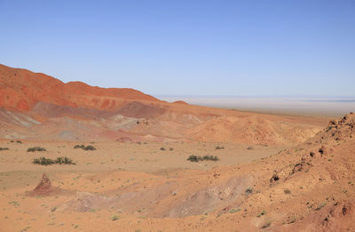 Scenic view of desert against clear sky