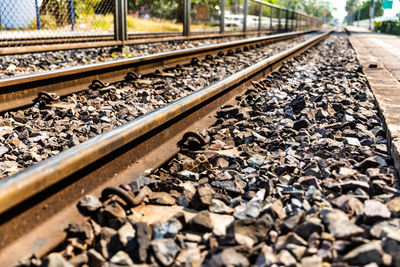 High angle view of railroad tracks