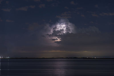 Scenic view of sea against sky at night