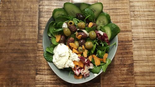 High angle view of vegetables in bowl