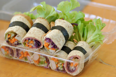 Close-up of served food in plate