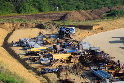 High angle view of construction site