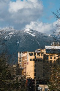 Scenic view of mountains against sky during winter