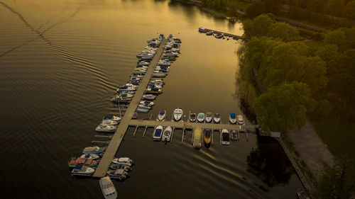 Aerial view over royal park and canal in stockholm