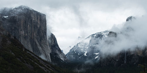 Panoramic view of mountains against sky