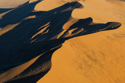 High angle view of sand dune in desert