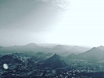 Mountain range in foggy weather