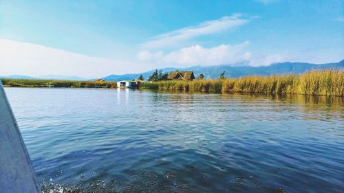 Scenic view of lake against sky