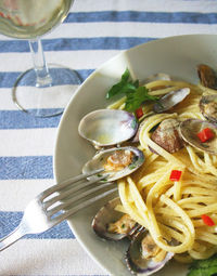 Close-up of food in plate on table