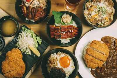 High angle view of food on table