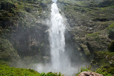 Scenic view of waterfall in forest