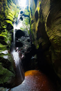 Low angle view of waterfall