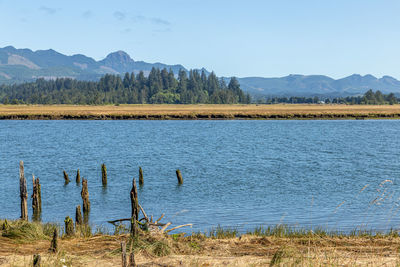 Scenic view of lake against sky