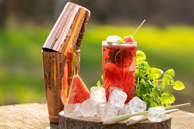 Close-up of christmas decorations on table