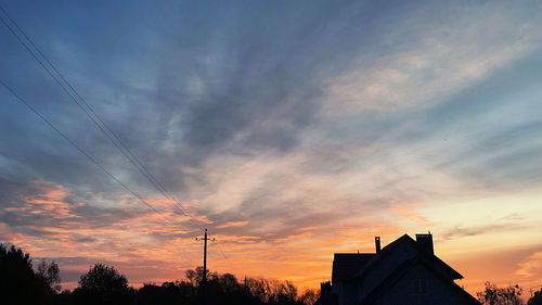 Low angle view of silhouette buildings against sky during sunset