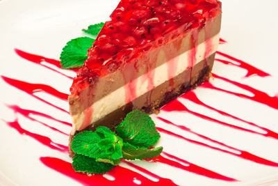 Close-up of strawberry cake