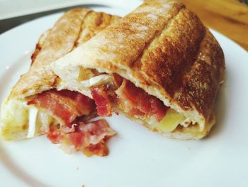 High angle view of breakfast in plate