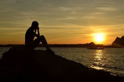 Scenic view of sea during sunset