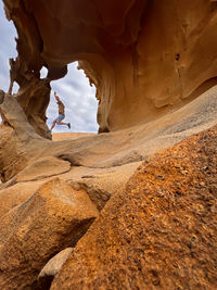 Low angle view of rock formations
