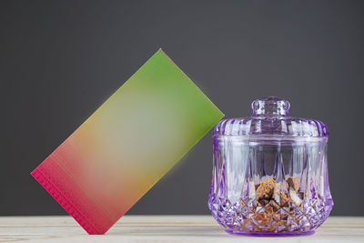 Close-up of christmas decorations on table