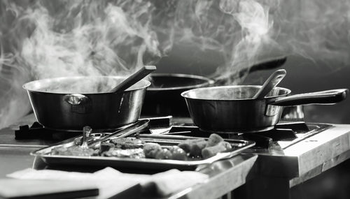 Close-up of food on barbecue grill