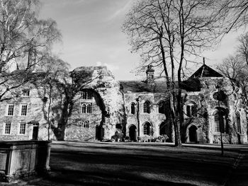 Building with trees in background