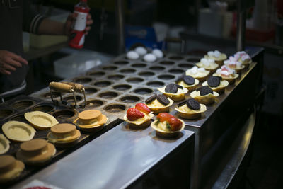 High angle view of food on table in kitchen