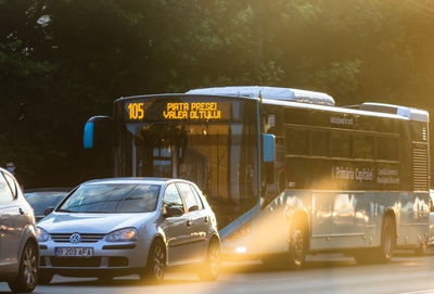 Traffic on road in city