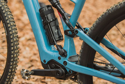 High angle view of bicycle parked