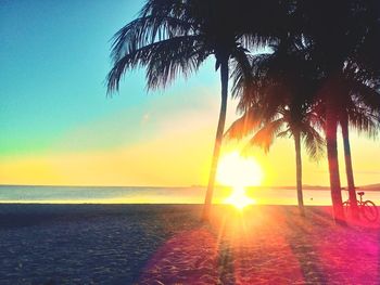 Scenic view of sunset over sea