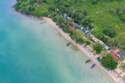 High angle view of people on swimming pool