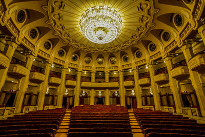 Low angle view of illuminated ceiling of building