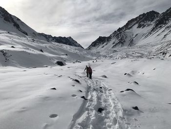 Landscape of mountain snow and valley