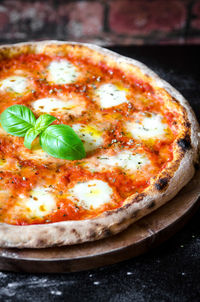 Close-up of pizza on table