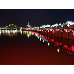 View of illuminated fountain at night