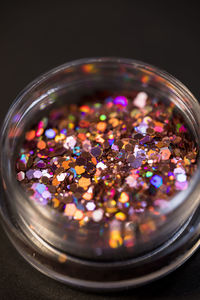 Close-up of multi-color sparkling glitter