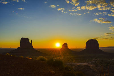 Scenic view of sunset over land