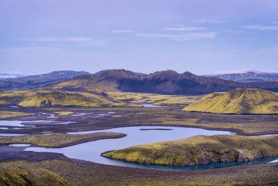 View of the uxatindar in the southern highlands of iceland 