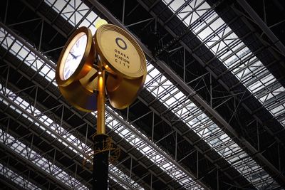 Low angle view of clock