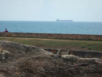 Scenic view of sea against clear sky