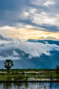 Scenic view of lake against sky