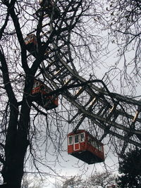 Low angle view of bare trees against sky