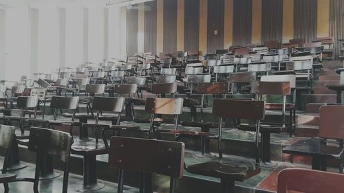 Empty chairs in concert hall