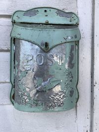 Close-up of old rusty metal door