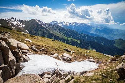 Scenic view of mountains against sky