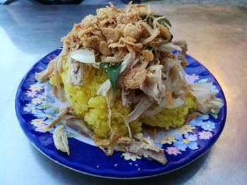 Close-up of food in plate on table
