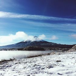 Scenic view of snowcapped mountain against sky