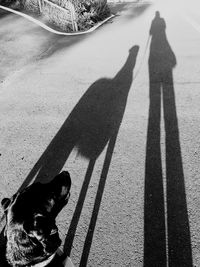 Shadow of people on road