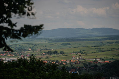 High angle view of townscape against sky